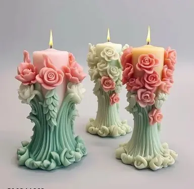 3D Rose Bouquet Silicone Candle Mould – Decorative Flower Mould for DIY Aromatherapy & Handmade Candles thumbnail 1