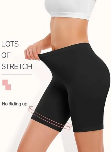Smileai Women's High-Waisted Stretchable Slim Fit Cotton Workout Shorts. thumbnail 4
