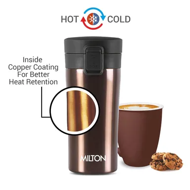 Milton Thermosteel Travel Coffee Mug | Vacuum Insulated, Leakproof, Spill Proof, 300ml, Rustproof | Hot & Cold Flask for Commuters India thumbnail 1