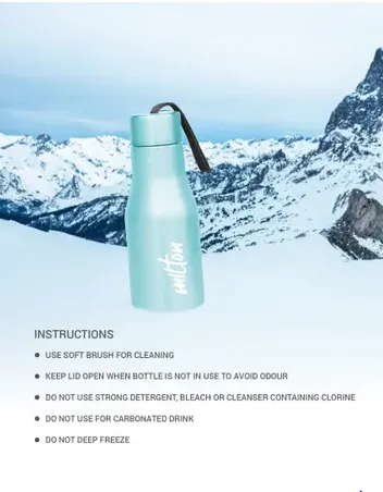 Milton Stainless Steel Water Bottle 500ml | Leak‑Proof Rust‑Proof School Gym Bottle | Food‑Grade Steel|Portable Strap thumbnail 1