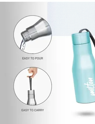 Milton Stainless Steel Water Bottle 500ml | Leak‑Proof Rust‑Proof School Gym Bottle | Food‑Grade Steel|Portable Strap image 3