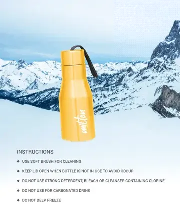 Milton Stainless Steel Water Bottle 500ml | Leak‑Proof Rust‑Proof School Gym Bottle | Food‑Grade Steel|Portable Strap thumbnail 2
