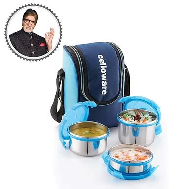 Cello MF Prime Inner Steel Blue 4-Container Leak-Proof Lunch Box thumbnail 2