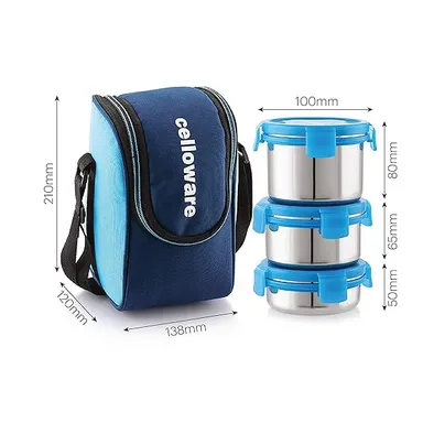 Cello MF Prime Inner Steel Blue 4-Container Leak-Proof Lunch Box thumbnail 4