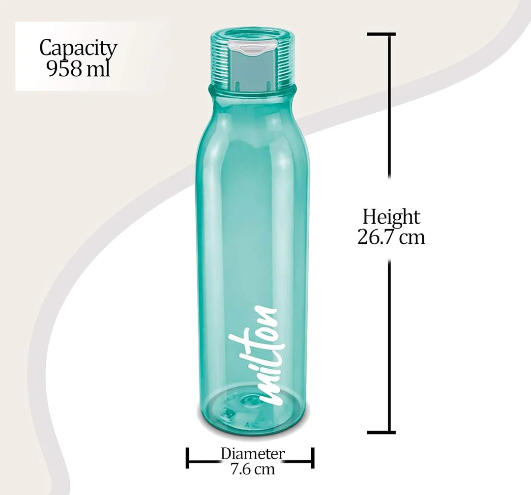 Milton Water Bottle | BPA-Free Plastic| Leakproof Fridge Bottle | 958 ml Green | Travel| Office |Home Use image 6