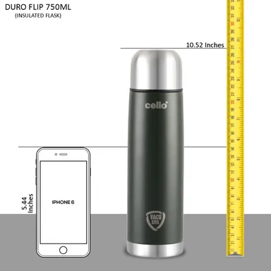 Cello Duro Tuff 750ml Green Stainless Steel Vacuum‑Insulated Water Bottle – Leak‑Proof, Eco‑Friendly & Durable Thermal Bottle thumbnail 5