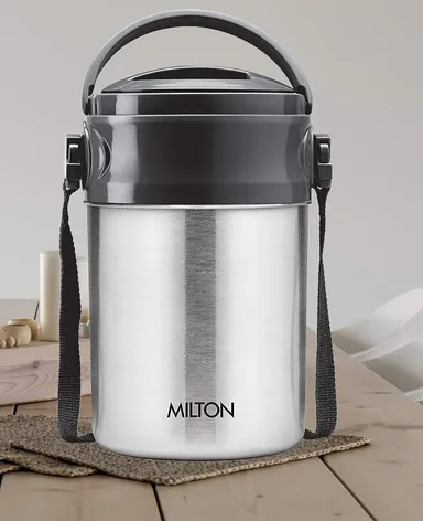 Milton Steel On 5 Tier Insulated Stainless Steel Tiffin Box 1.80 L – Leakproof, Double-Wall Hot & Cold Lunch Box for Office & School (Silver) thumbnail 2