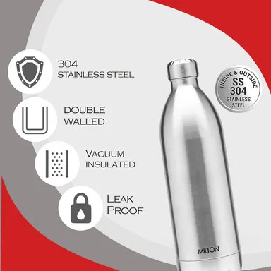 Milton Duo DLX 1800 Thermosteel Water Bottle 1800 ml, Vacuum Insulated Stainless Steel, 24 Hr Hot & Cold, Leak Proof Lid, ISI Certified for Office, Gym & School thumbnail 3