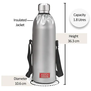Milton Duo DLX 1800 Thermosteel Water Bottle 1800 ml, Vacuum Insulated Stainless Steel, 24 Hr Hot & Cold, Leak Proof Lid, ISI Certified for Office, Gym & School thumbnail 6