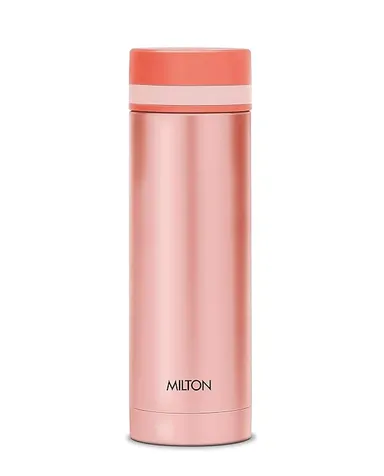 MILTON Slim 350 Thermosteel Vacuum Insulated Stainless Steel Water Bottle 340 ml Peach | Hot Cold 24 Hrs Leak-Proof Travel Flask | Slim Portable Daily Use thumbnail 0