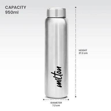 MILTON Aqua 1000 920ml Stainless Steel Water Bottle | Leak-Proof Single Wall Bottle for Gym, Office, School & Travel thumbnail 4