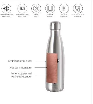 Cello 350 ml Steel Flask | Thermosteel Hot & Cold Flask for Travel Office Kids | Copper Coated Insulated Bottle Leak Proof image 3