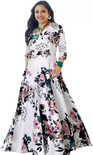 Elegant Designer Flared Gown with Dupatta for Women | Long Ethnic Party Wear Gown for Weddings, Receptions & Festive Occasions thumbnail 2
