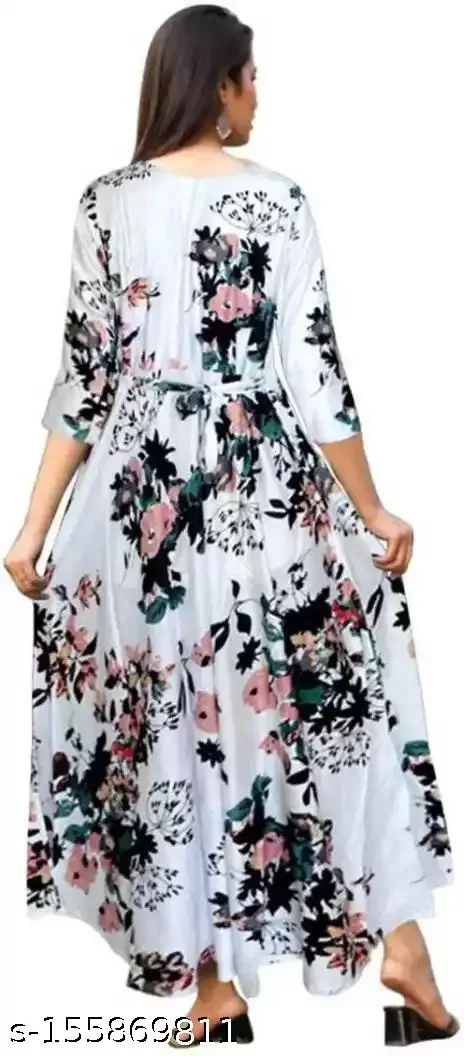 Elegant Women's Designer Flared Gown with Embroidery and Dupatta | Ethnic Party Wear, Wedding Function & Festive Occasion Gown Dress image 2