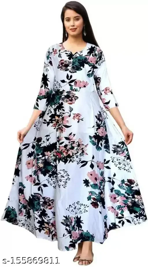 Elegant Women's Designer Flared Gown with Embroidery and Dupatta | Ethnic Party Wear, Wedding Function & Festive Occasion Gown Dress image 1