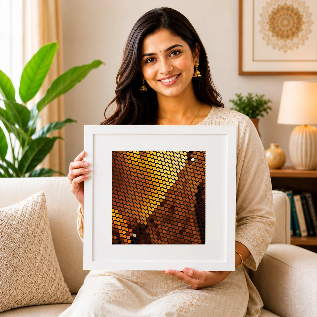 Anukrati Graphics DOT ART 06 Premium Abstract Dot Art Wall Poster 12x12 Inch 300 GSM Paper Unframed Modern Home Office Living Room Wall Decor image 1