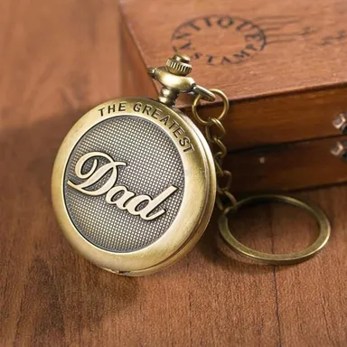 Vintage Dad Embossed Clock Keychain thumbnail 3