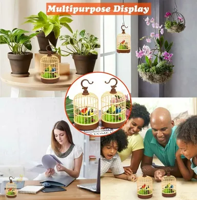 Interactive Singing Moving Chirping Bird Pet Toy in Hanging Cage for Kids and Adults – Realistic Bird Toy with Sound & Movement thumbnail 1