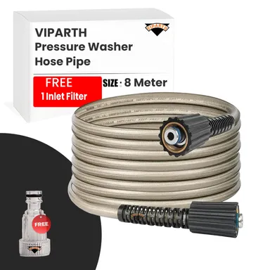 VIPARTH Heavy-Duty Pressure Washer Hose Pipe | 8 Meter | 2500 PSI | Universal Compatibility & Free Inlet Filter thumbnail 0