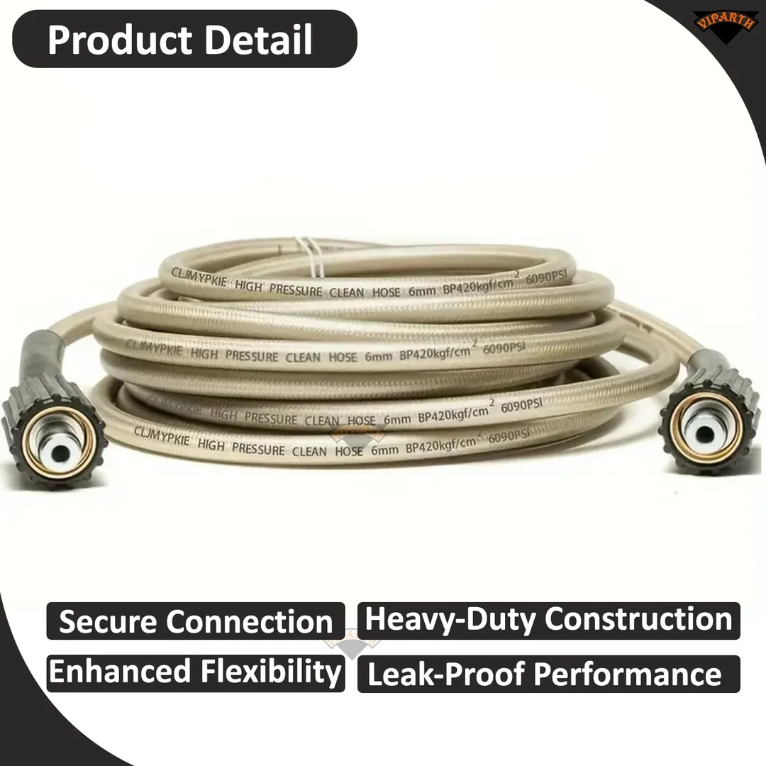 VIPARTH Heavy-Duty Pressure Washer Hose Pipe | 8 Meter | 2500 PSI | Universal Compatibility & Free Inlet Filter image 5