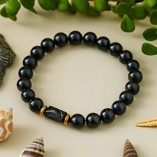 Black Tourmaline 8 mm Beaded Adjustable Bracelet for Men Women Energy Protection Grounding Healing Crystal Jewellery Daily Wear Root Chakra Accessory image 2