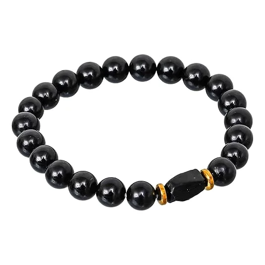 Black Tourmaline 8 mm Beaded Adjustable Bracelet for Men Women Energy Protection Grounding Healing Crystal Jewellery Daily Wear Root Chakra Accessory image 3