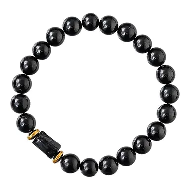 Black Tourmaline 8 mm Beaded Adjustable Bracelet for Men Women Energy Protection Grounding Healing Crystal Jewellery Daily Wear Root Chakra Accessory thumbnail 0