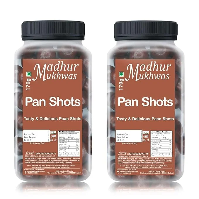 MADHUR MUKHWAS Paan Shots Mouth Freshener (Pack of 2 x 170g) image 1