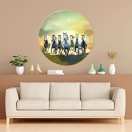 ASHAPURA GROUPS Seven Horses Vastu Canvas Wall Painting for Home Office Living Room Bedroom Spiritual Wall Art Decoration image 1