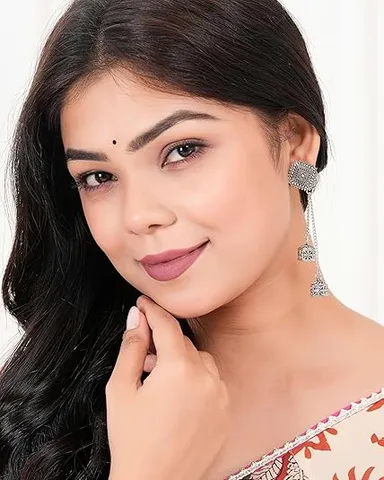ASHAPURA GROUPS Women's Traditional Silver Oxidised Chandbali Ethnic Design Jhumka Earrings thumbnail 1