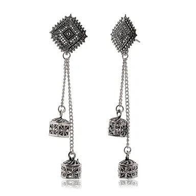 ASHAPURA GROUPS Women's Traditional Silver Oxidised Chandbali Ethnic Design Jhumka Earrings thumbnail 0