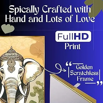 ASHAPURA GROUPS Set of 2 Golden Framed Wall Paintings for Home Office Bedroom Living Room Modern Canvas Art Wall Decor thumbnail 5