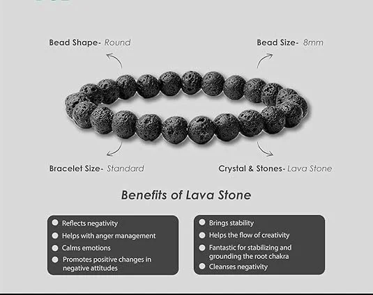 ASHAPURA GROUPS Lava Stone Healing Crystal Bracelet for Energy Balance Meditation Spiritual Wellness Stress Relief and Yoga Accessories image 4