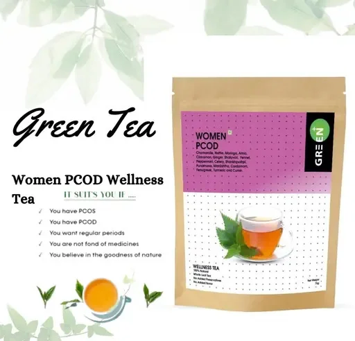 Women’s PCOD Wellness Tea – Natural Green Tea for Hormonal Balance ,Sugar-Free & 100% Natural Ayurvedic Tea (75g ) image 1