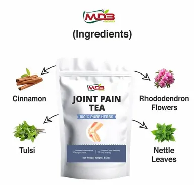 Herbal Joint Pain Relief Tea – Best Ayurvedic Tea for Arthritis, Tulsi & Cinnamon Anti-Inflammatory Blend (100g) thumbnail 1