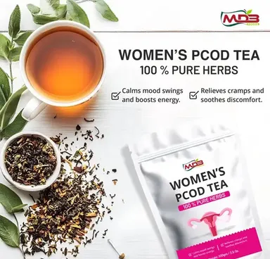 Women’s PCOD Herbal Tea – Ayurvedic Blend for Hormonal Balance, Digestion & Bloating Relief – 100% Pure Herbs(100gm) thumbnail 1