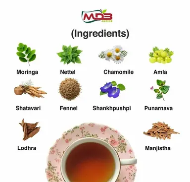 Women’s PCOD Herbal Tea – Ayurvedic Blend for Hormonal Balance, Digestion & Bloating Relief – 100% Pure Herbs(100gm) thumbnail 3