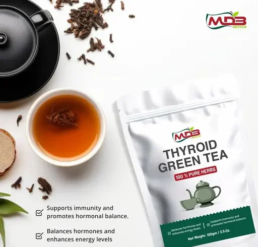 Thyroid Green Tea – Organic Herbal Tea for Weight Loss, Stress Relief, Better Sleep, and Thyroid Support (100g ) image 4