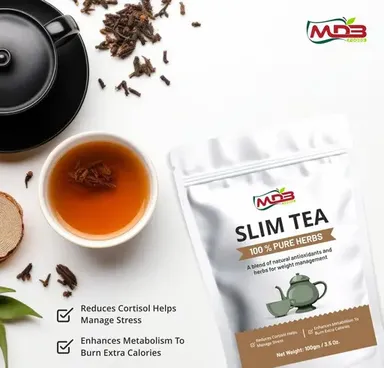 Slim Tea – Natural Herbal Detox & Weight Loss Tea | Boost Metabolism | 100% Pure Herbs (100g) thumbnail 1