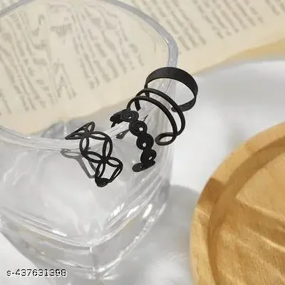Stackable Black Finger Ring Set for Women image 2