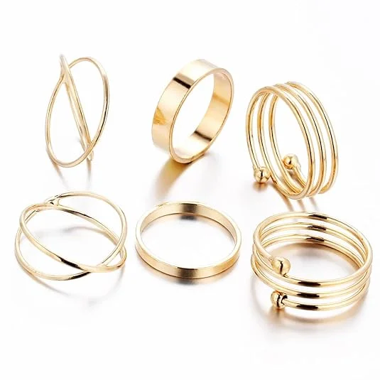 Golden Midi Finger Rings Set for Women image 1