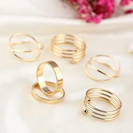 Golden Midi Finger Rings Set for Women image 3