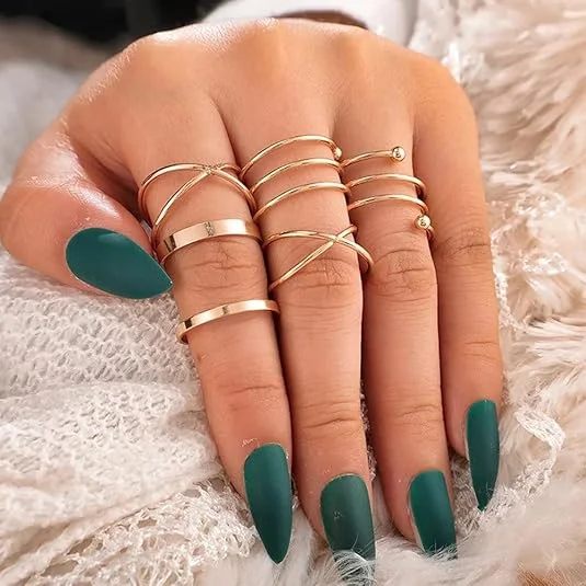 Golden Midi Finger Rings Set for Women image 4