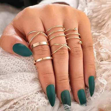 Golden Midi Finger Rings Set for Women thumbnail 3