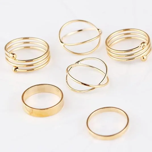 Golden Midi Finger Rings Set for Women image 5