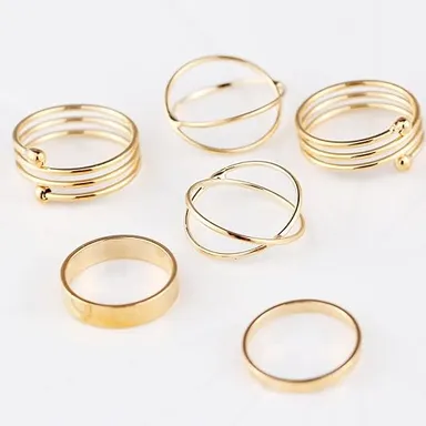Golden Midi Finger Rings Set for Women thumbnail 4