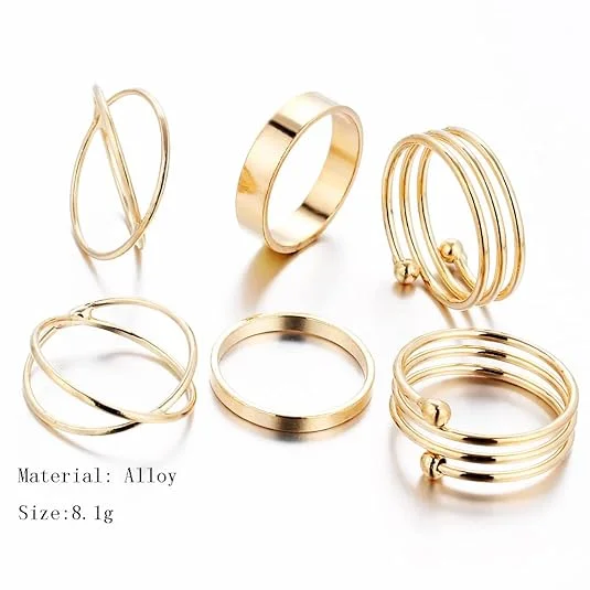 Golden Midi Finger Rings Set for Women image 6