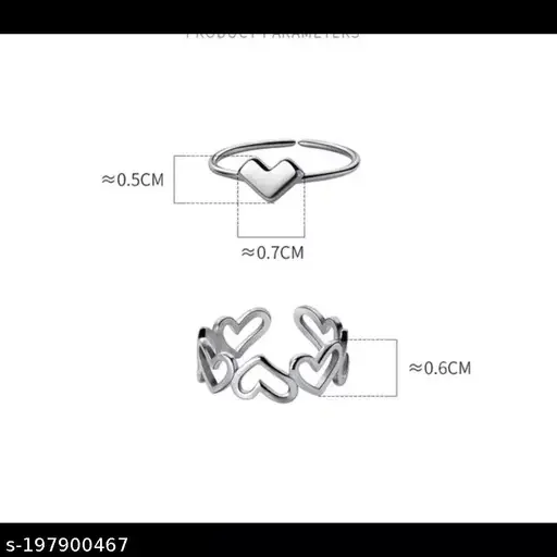 Silver Hollow Heart Adjustable Ring for Women image 3