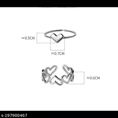 Silver Hollow Heart Adjustable Ring for Women thumbnail 2