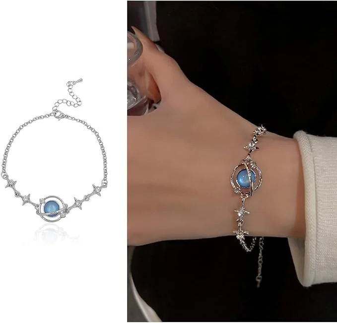 Blue Planet Bracelet, Adjustable Zircon Couple & Friendship Bracelet for Women, LSUWDE image 6
